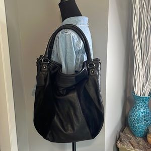DKNY Leather & Suede Black Shoulder Bag